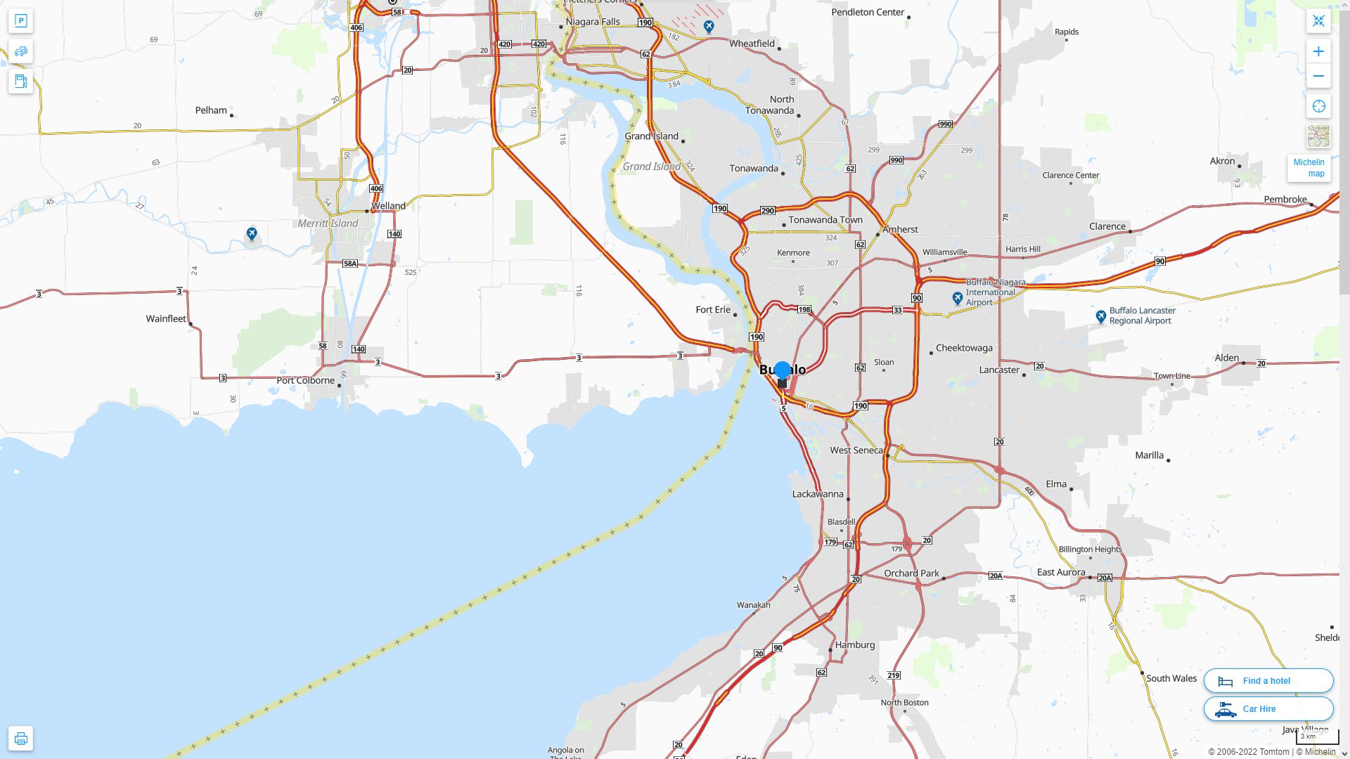 Buffalo New York Highway and Road Map
